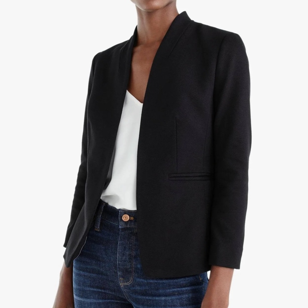 Jcrew Black Collarless Blazer